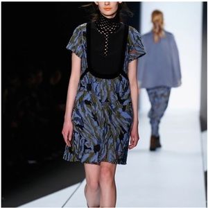 Dorothee Schumacher Blue Green And Mesh Runway Dress Size S